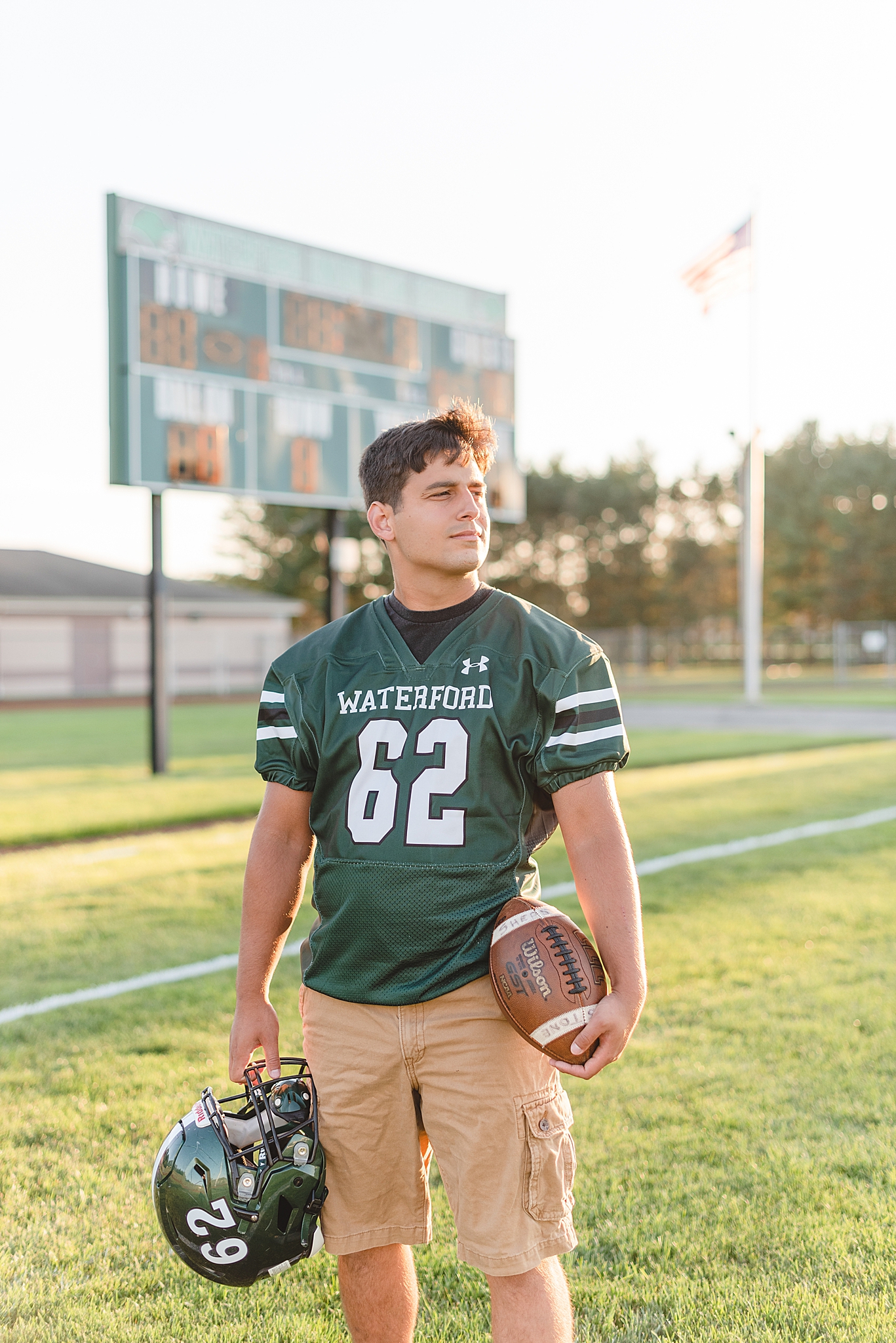 football player senior photography in wisconsin