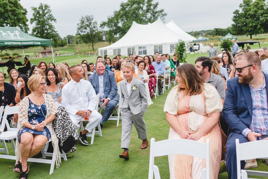 outdoor wedding ceremony at westmoor country club in brookfield wisconsin