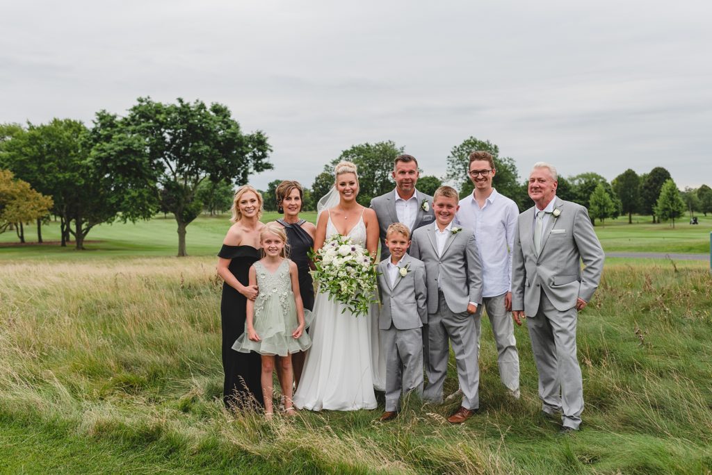 cloudy day wedding photos on a golf course