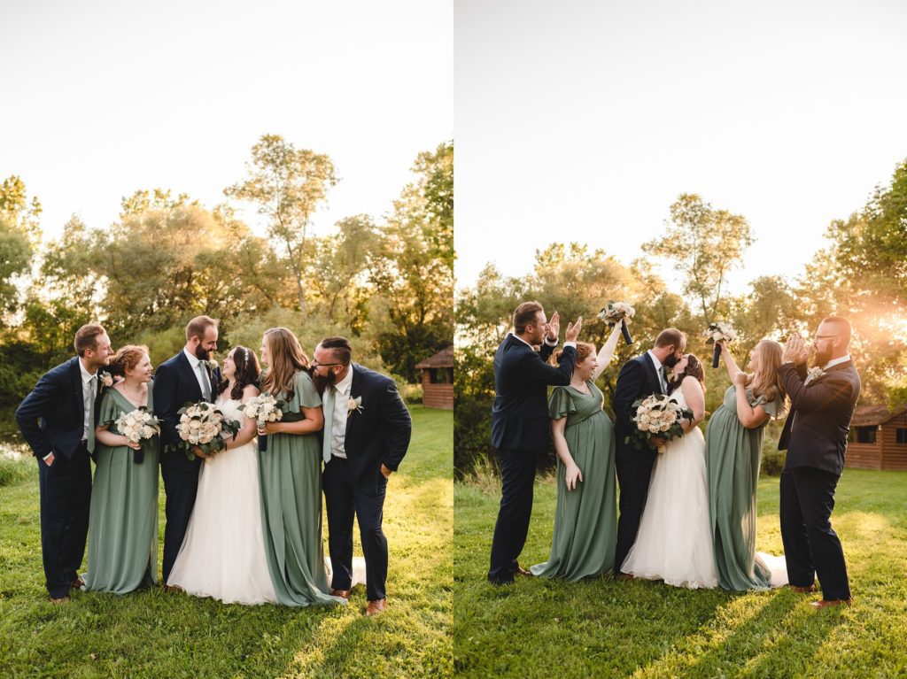 sage green and navy blue wedding party