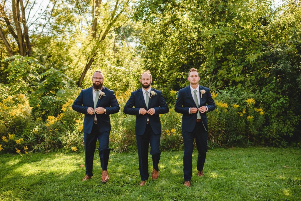 sage green and navy blue wedding party