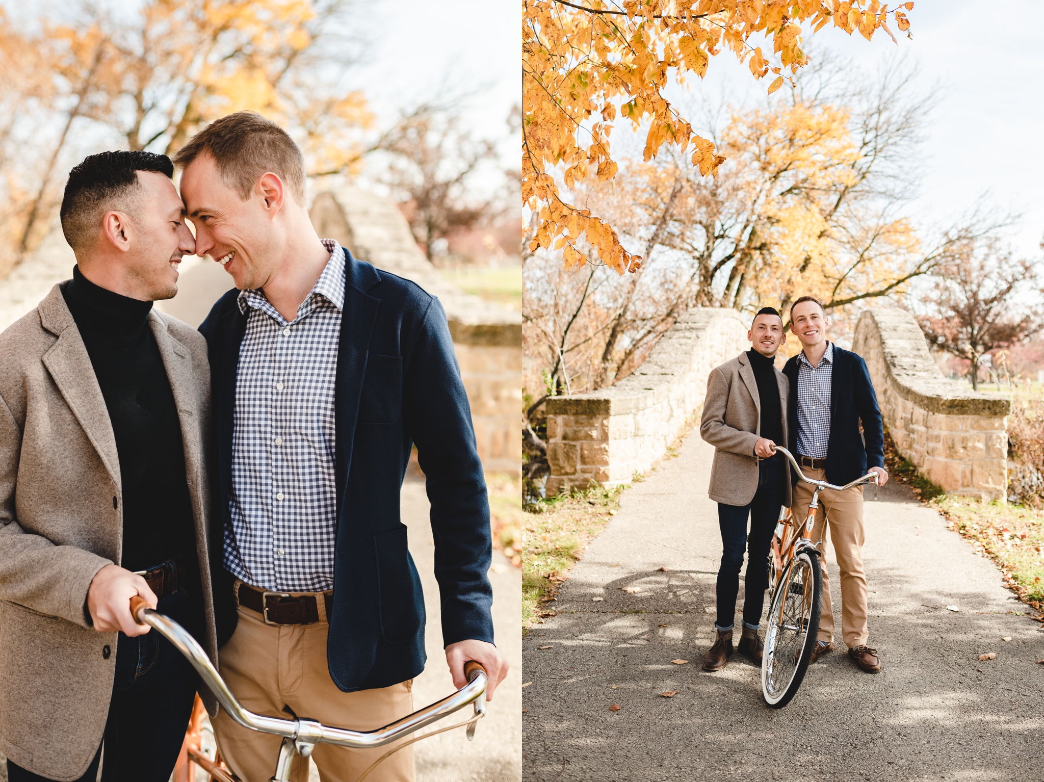 engagement photos using tandem bike
