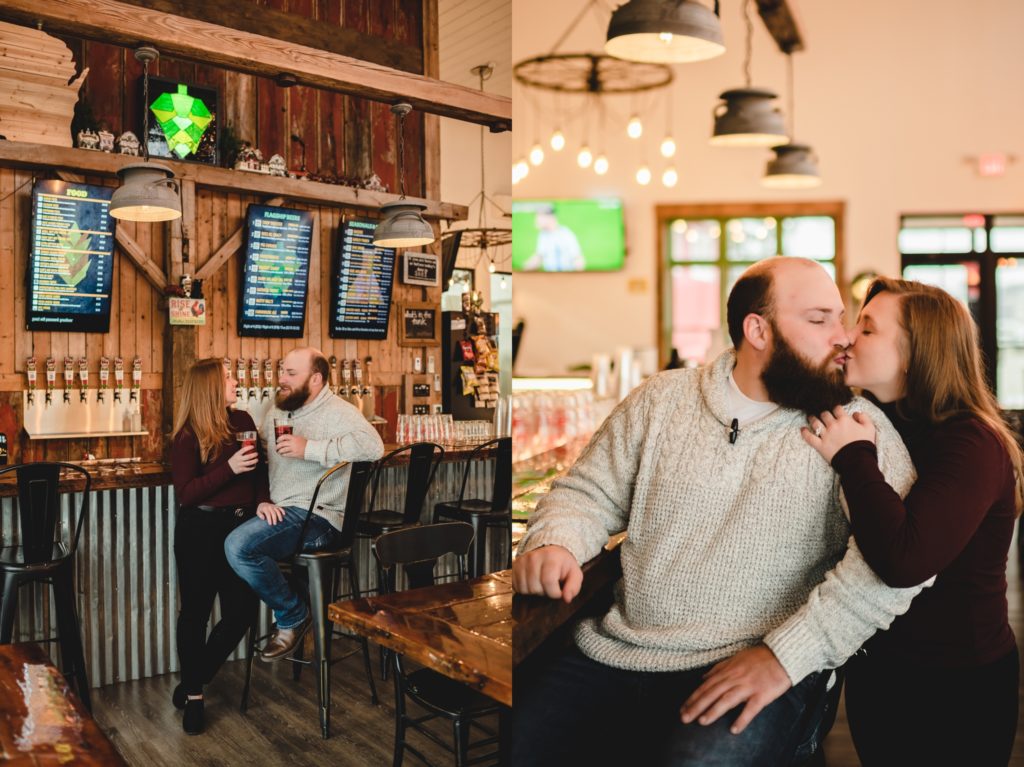 engagement session at a wisconsin pub