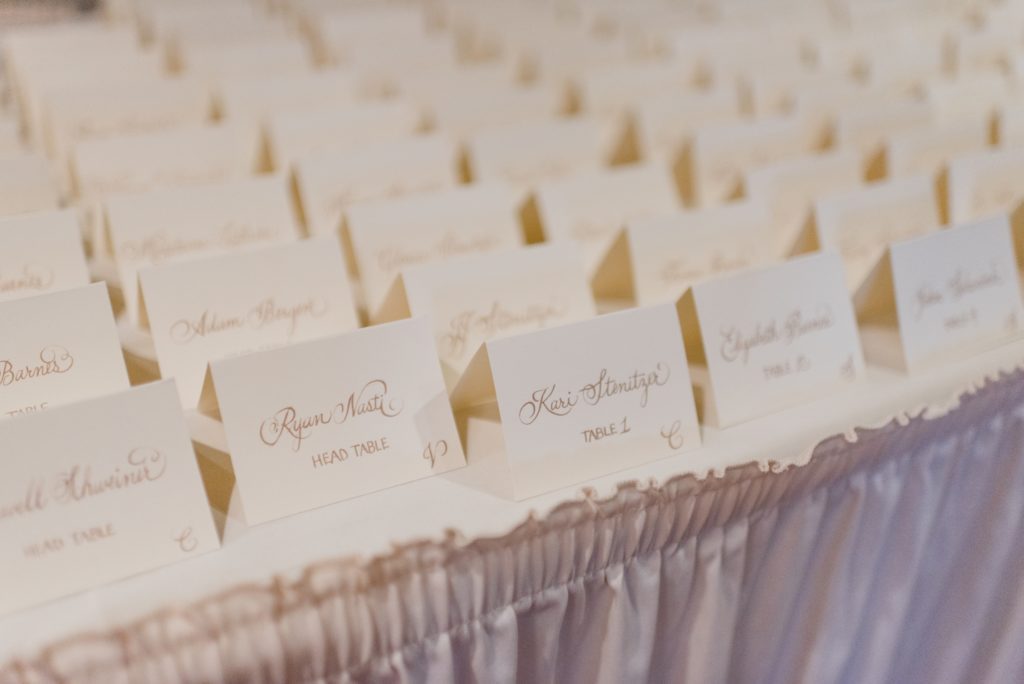 seating cards for wedding with fancy script