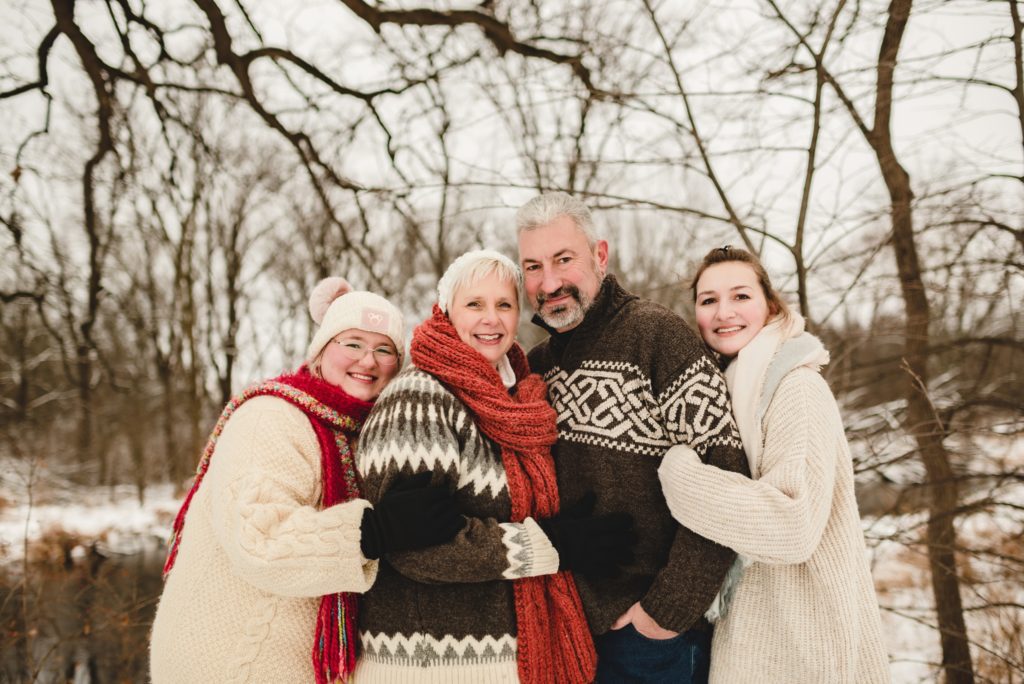 Christmasy family session at white river county park in lake geneva wisconsin