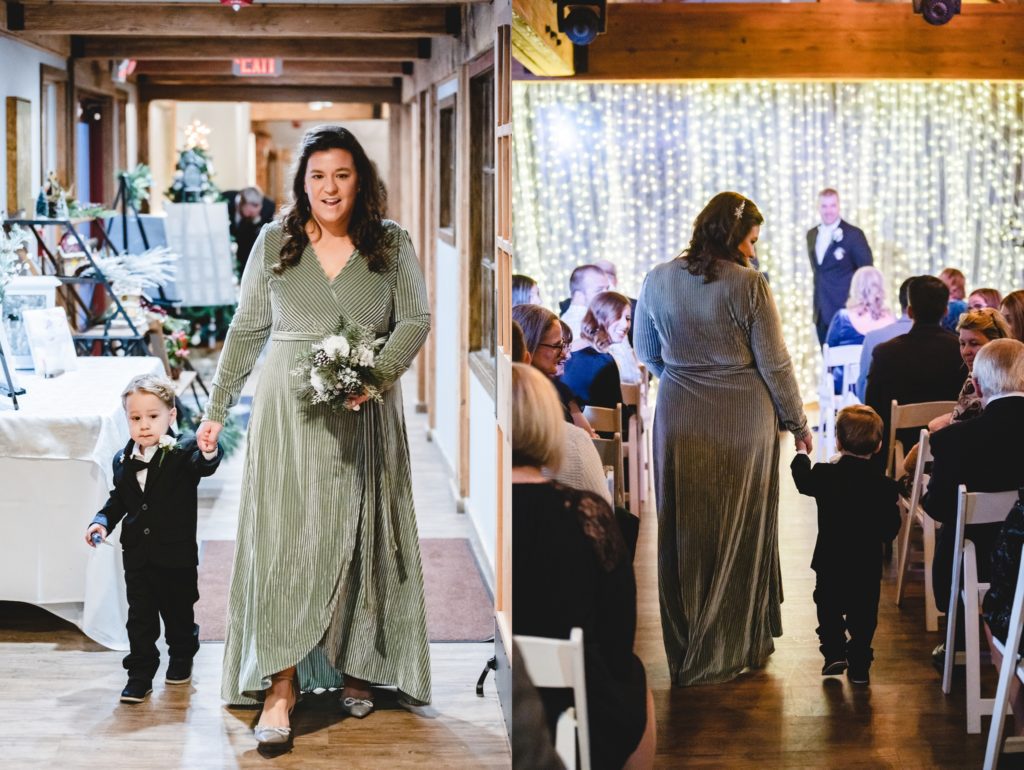 maid of honor walking in with ring bearer