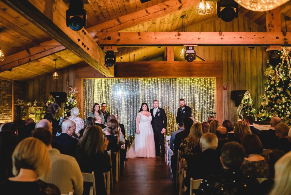 indoor wedding ceremony at the rosewood in delavan wisconsin