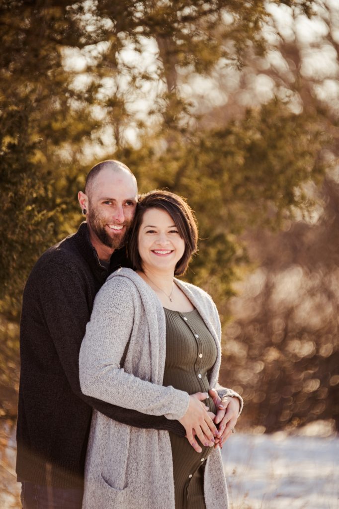 snowy maternity photos in burlington wisconsin ashley durham photography