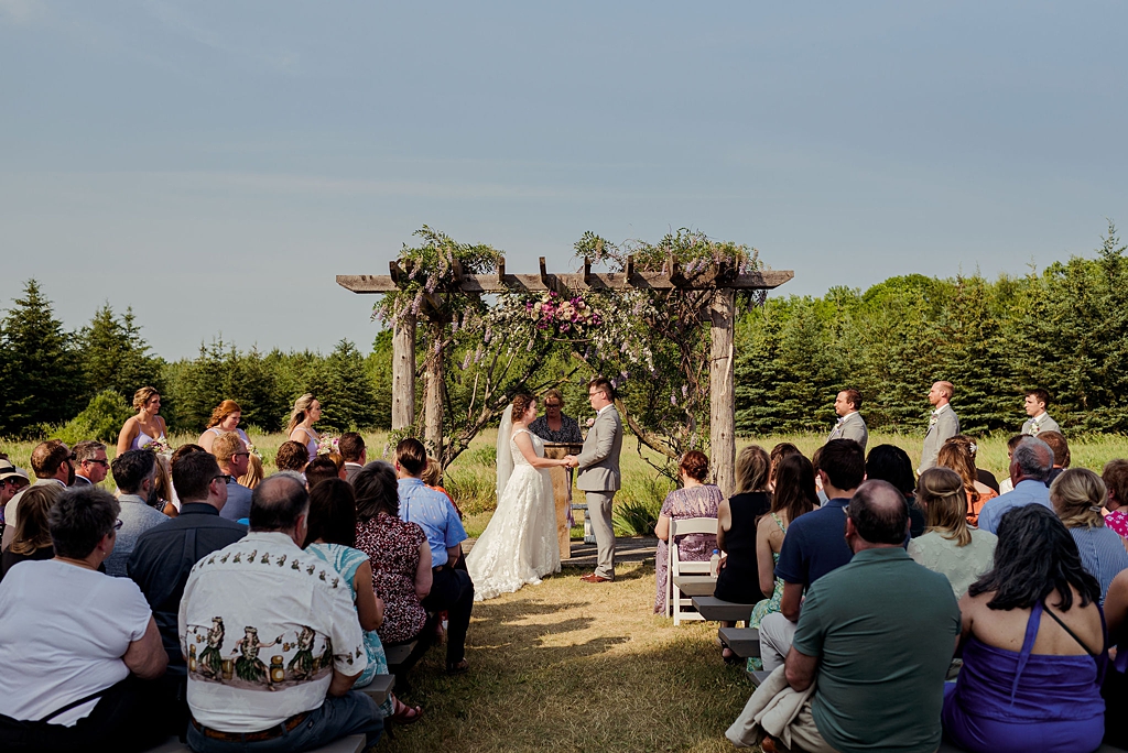 outdoor ceremony woodwalk gallery wedding egg harbor door county wisconsin