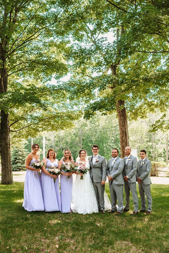 lavendar purple and light gray wedding party
