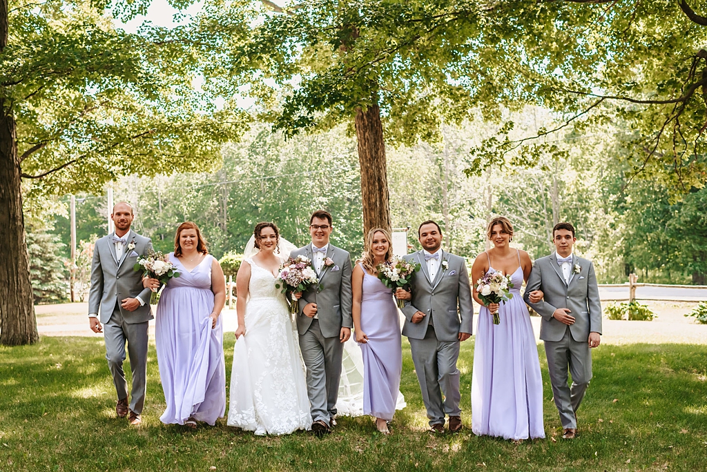 lavendar purple and light gray wedding party