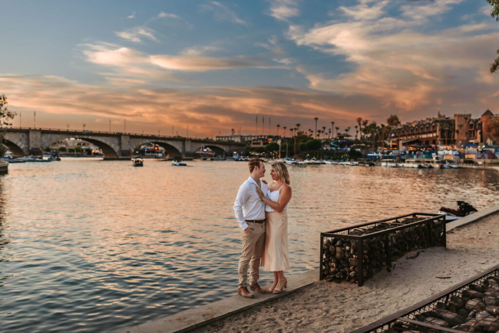 engagement photos in front of the london bride in lake havasu city