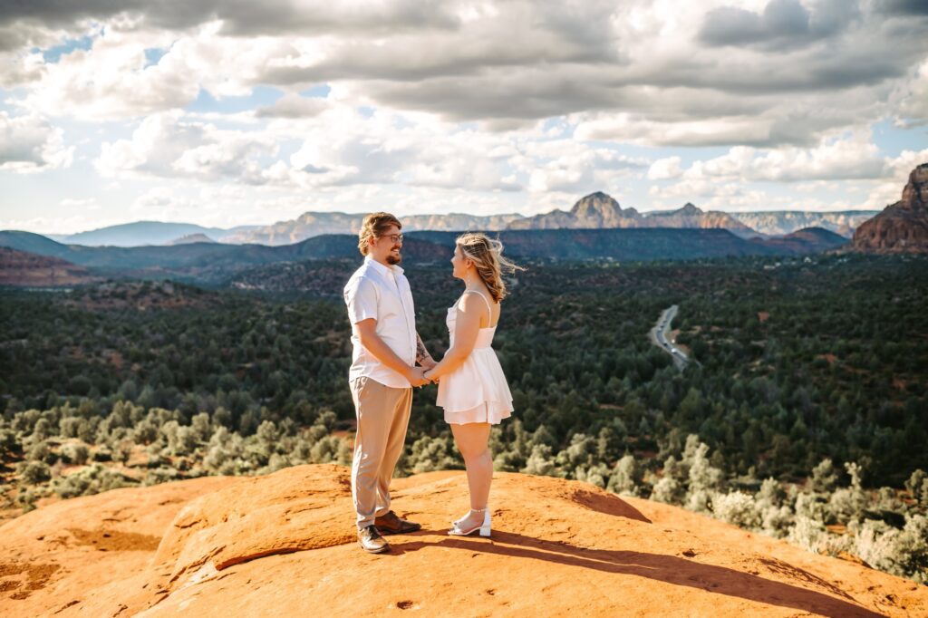 midday sun engagement photos in the desert