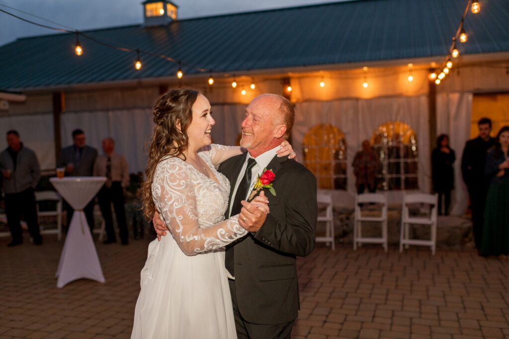 outdoor first dance on patio at old coon creek inn