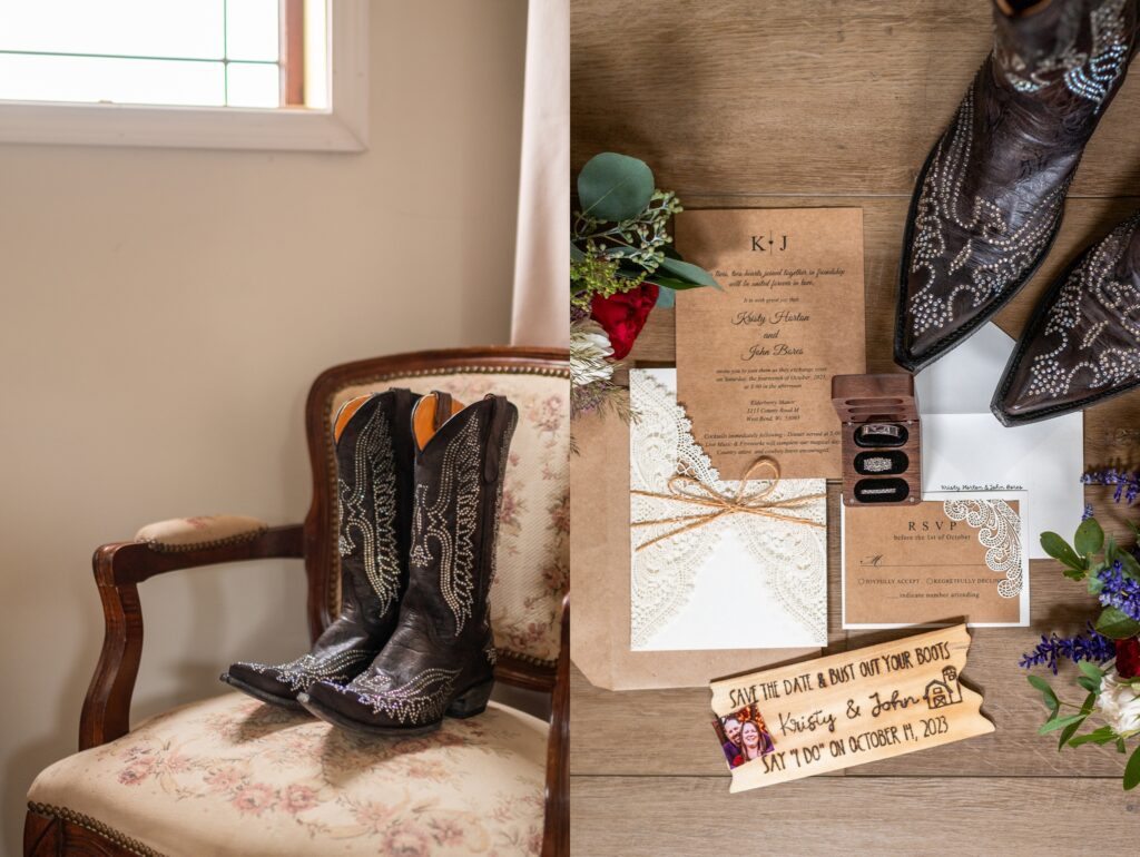 country inspired wedding bridal details