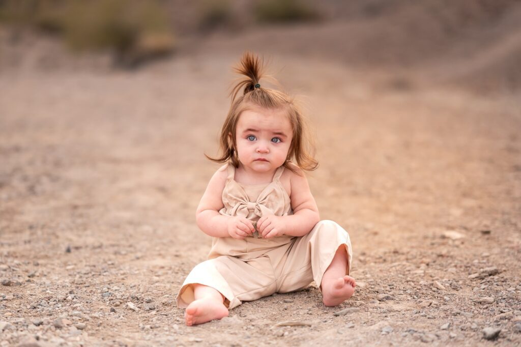 little girl in the arizona desert for family photos