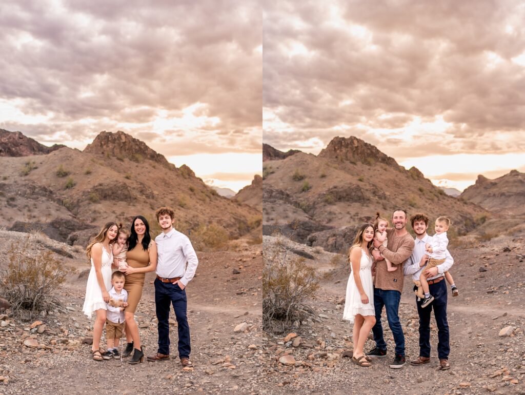 family of six family photos in the desert in arizona