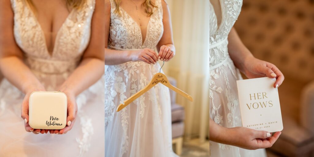 bride holding bridal details