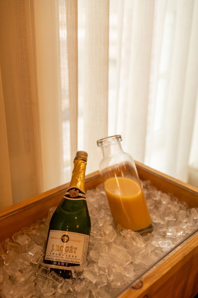 mimosas in the morningin bridal suite