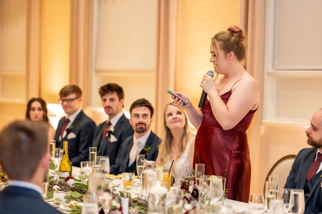 toasts at indoor reception