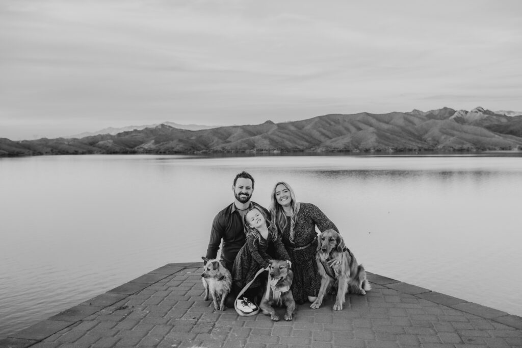 family photos with 3 dogs