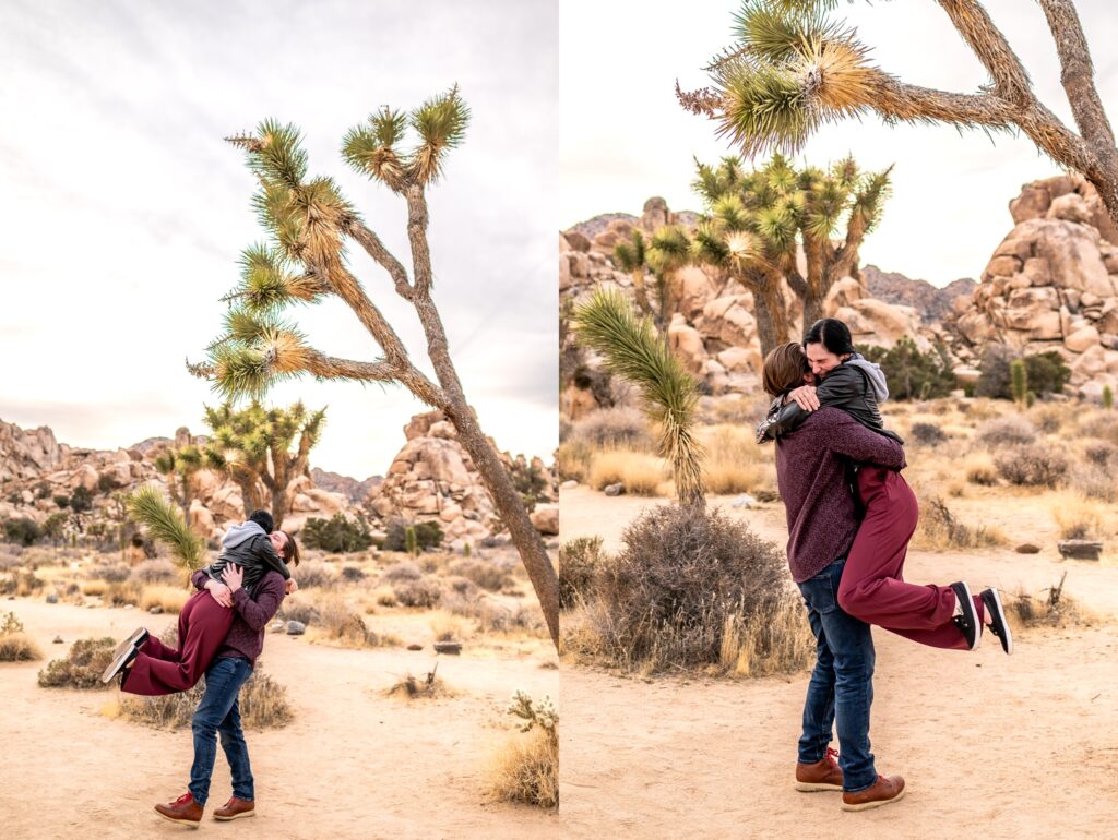surprise proposal photographer in joshua tree