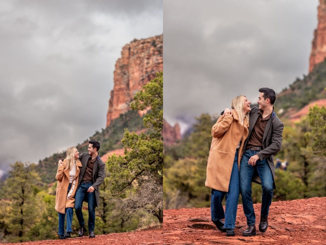desert engagement photos with red rocks
