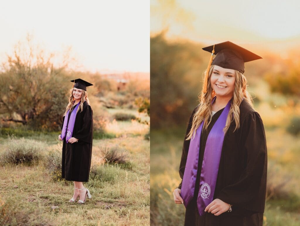 cap and gown photos at lost dutchman state park