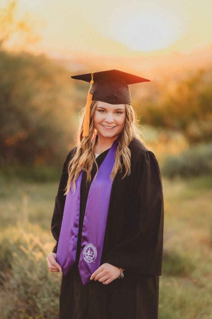 cap and gown photos in the desert at lost dutchman state park