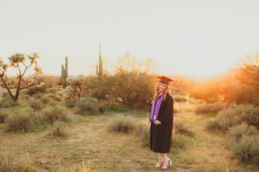 cap and gown photos in the desert