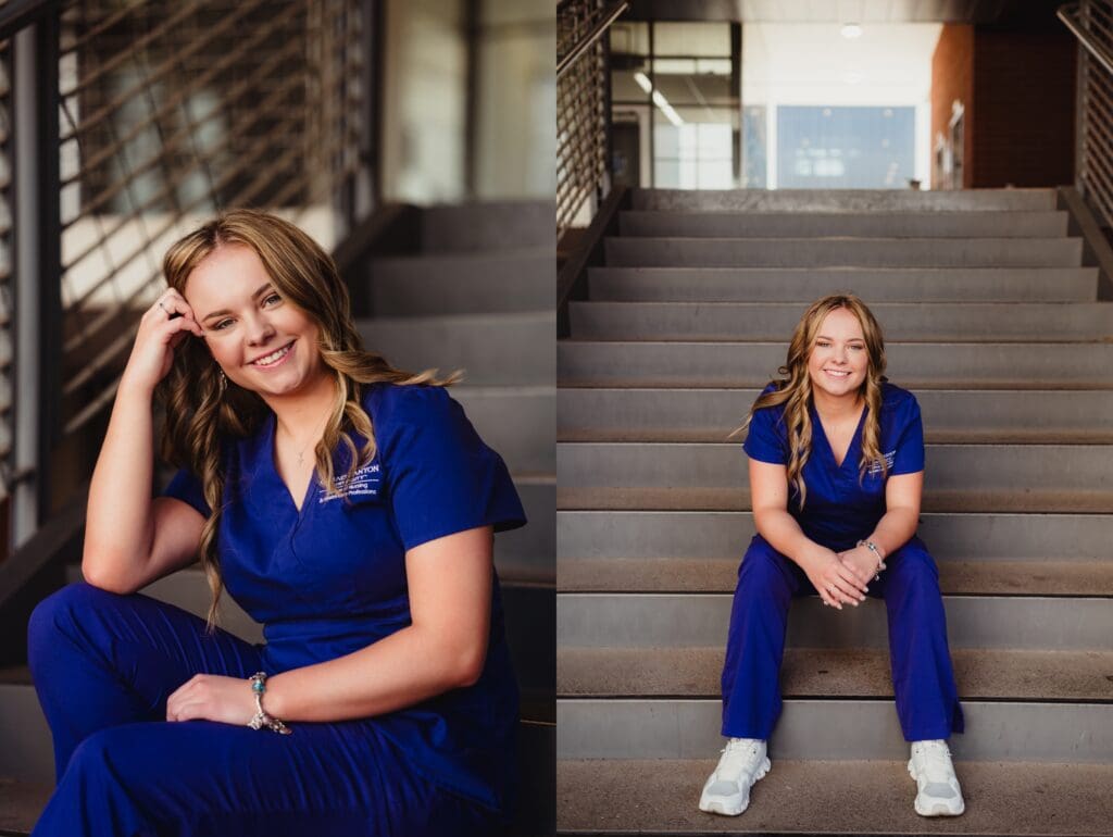 graduation photos with nursing scrubs