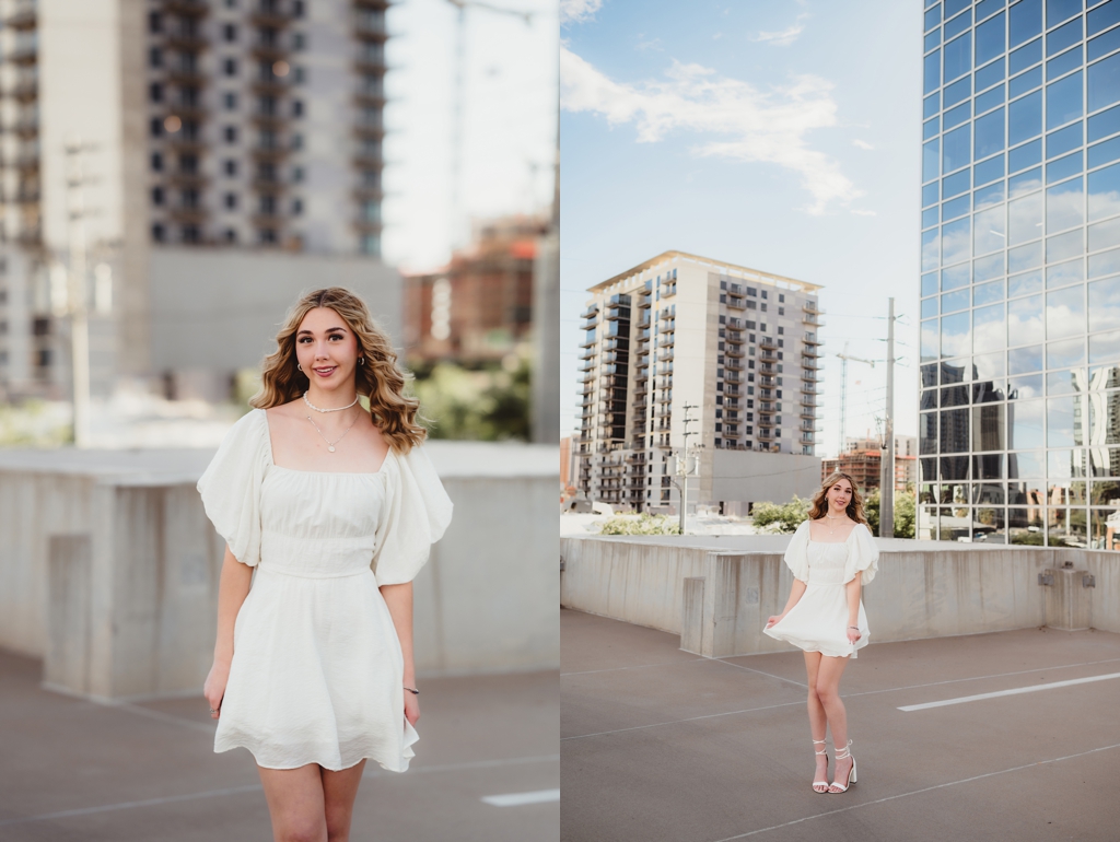 graduation photos with downtown phoenix in the background