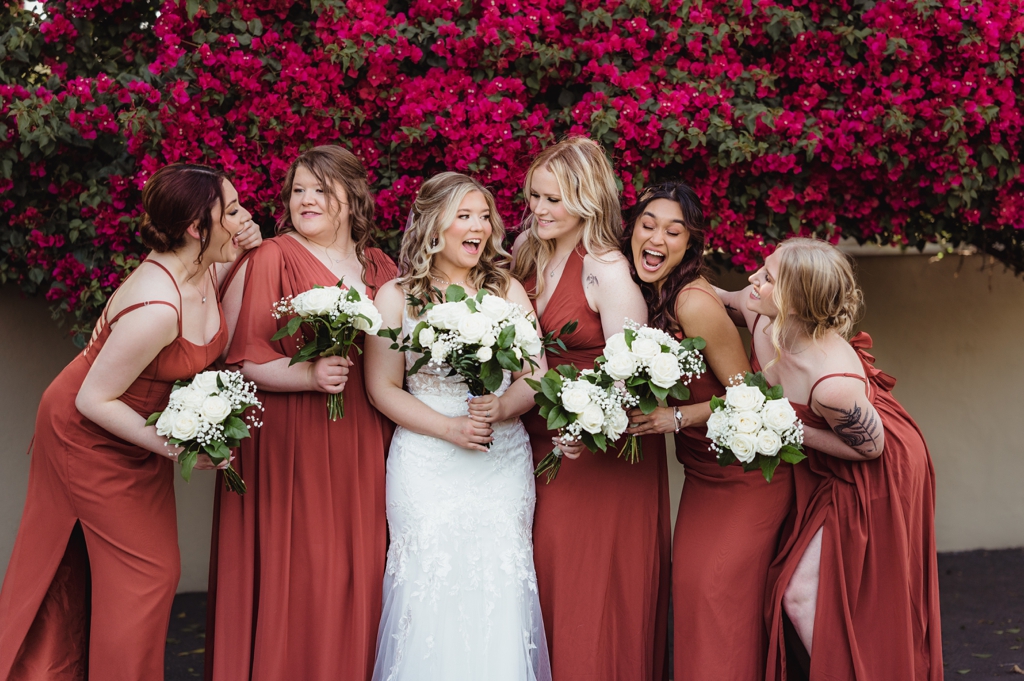 terra cotta brown and tan wedding party