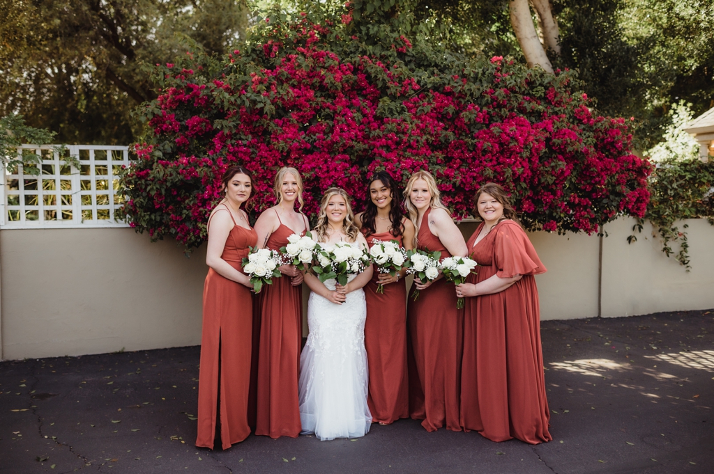 terra cotta brown and tan wedding party