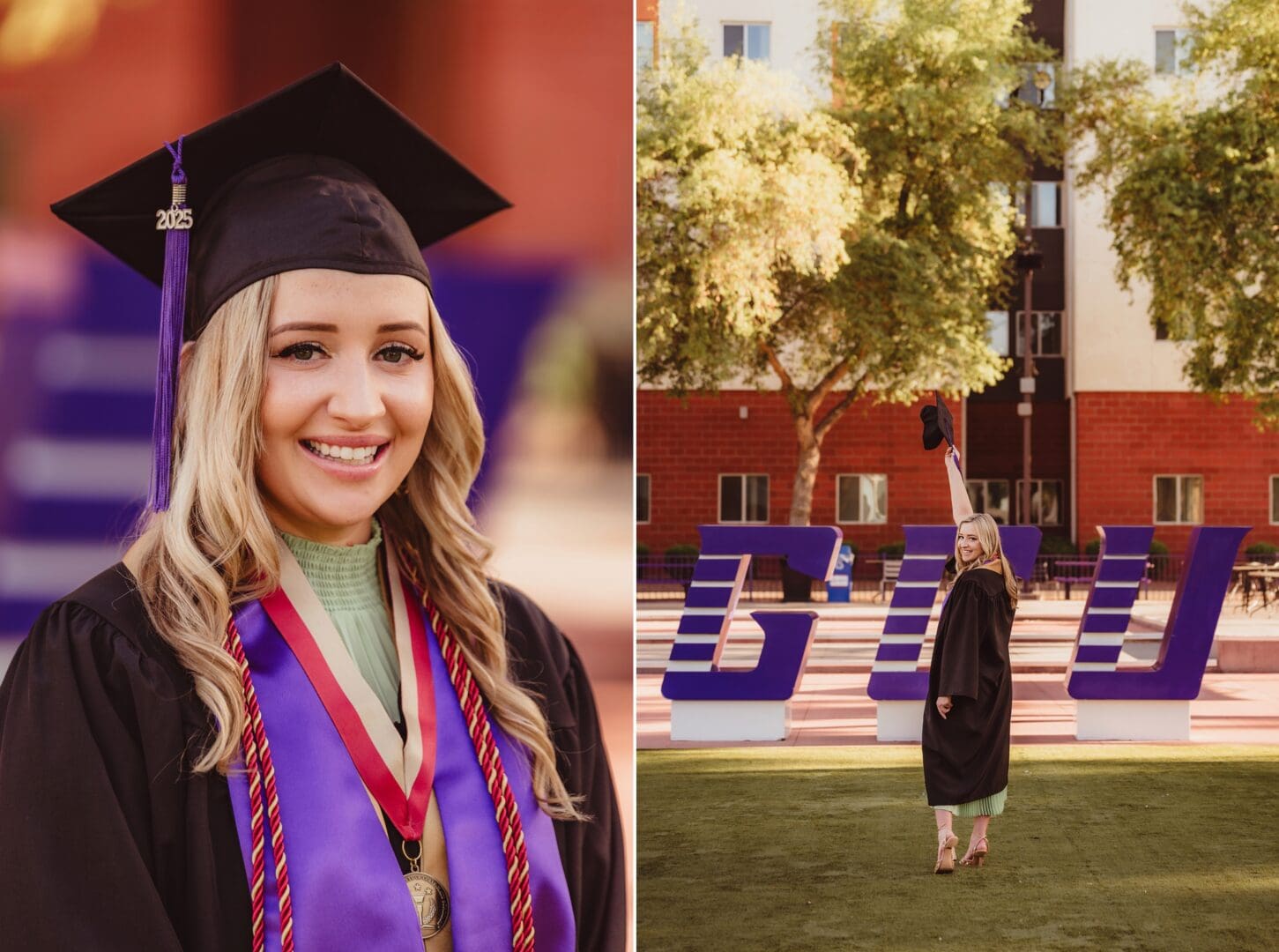GCU graduation photos cap and gown