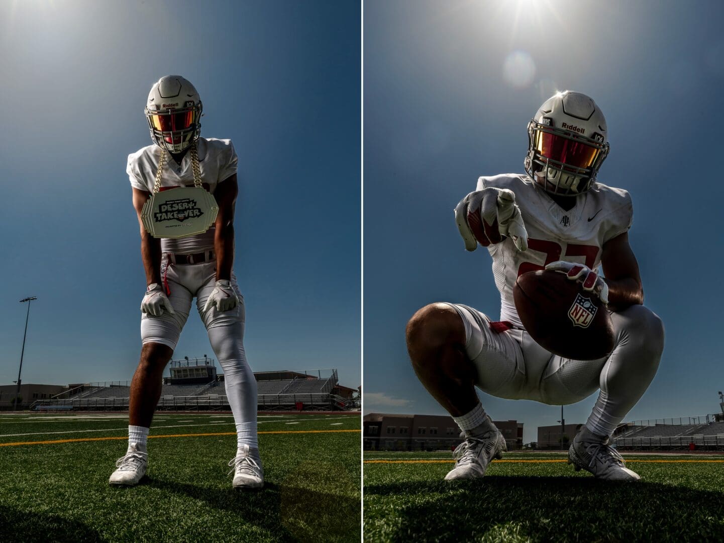 runningback pose for football media days