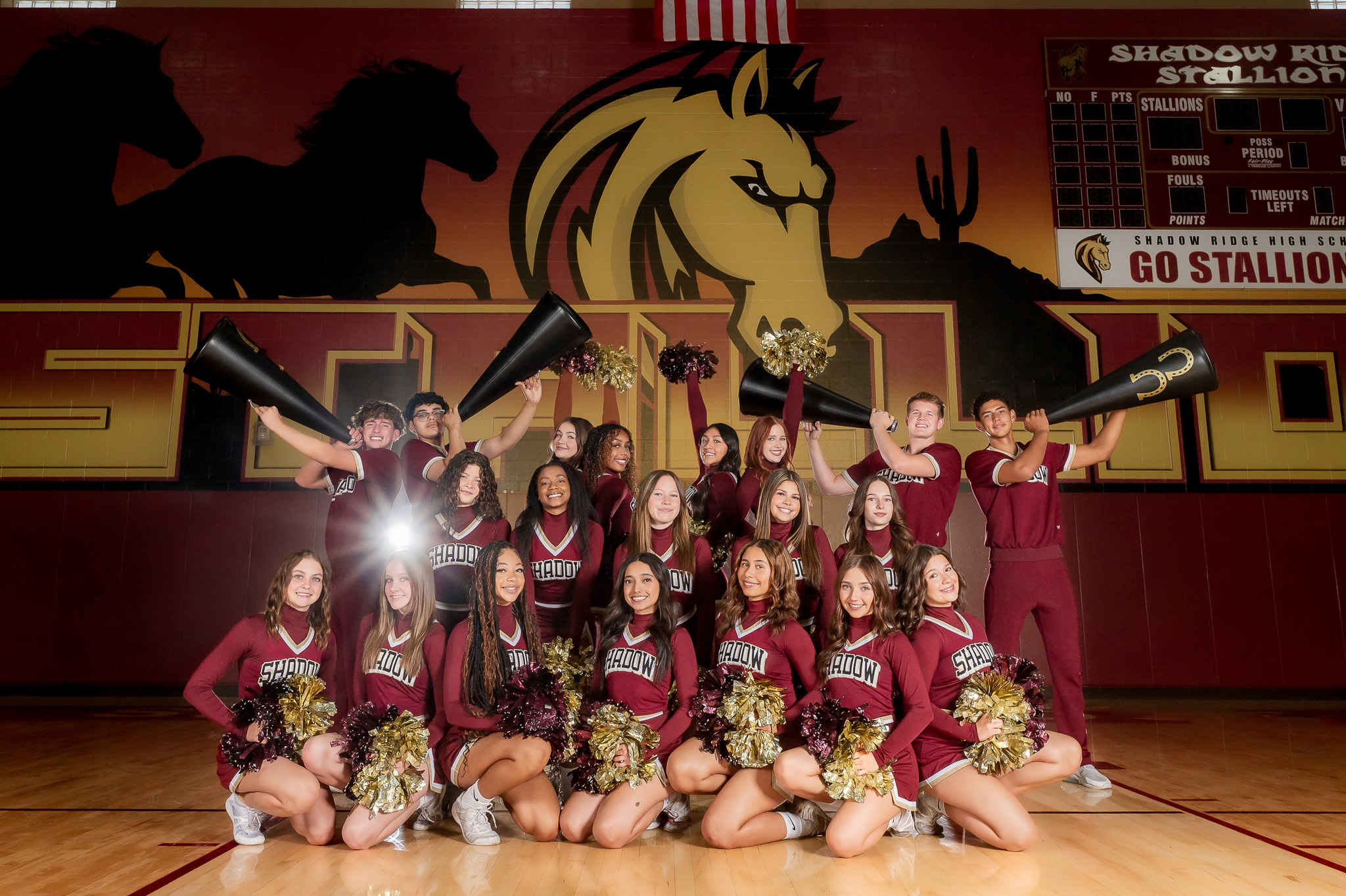 Shadow Ridge High School varsity cheer team Surprise Arizona team media day