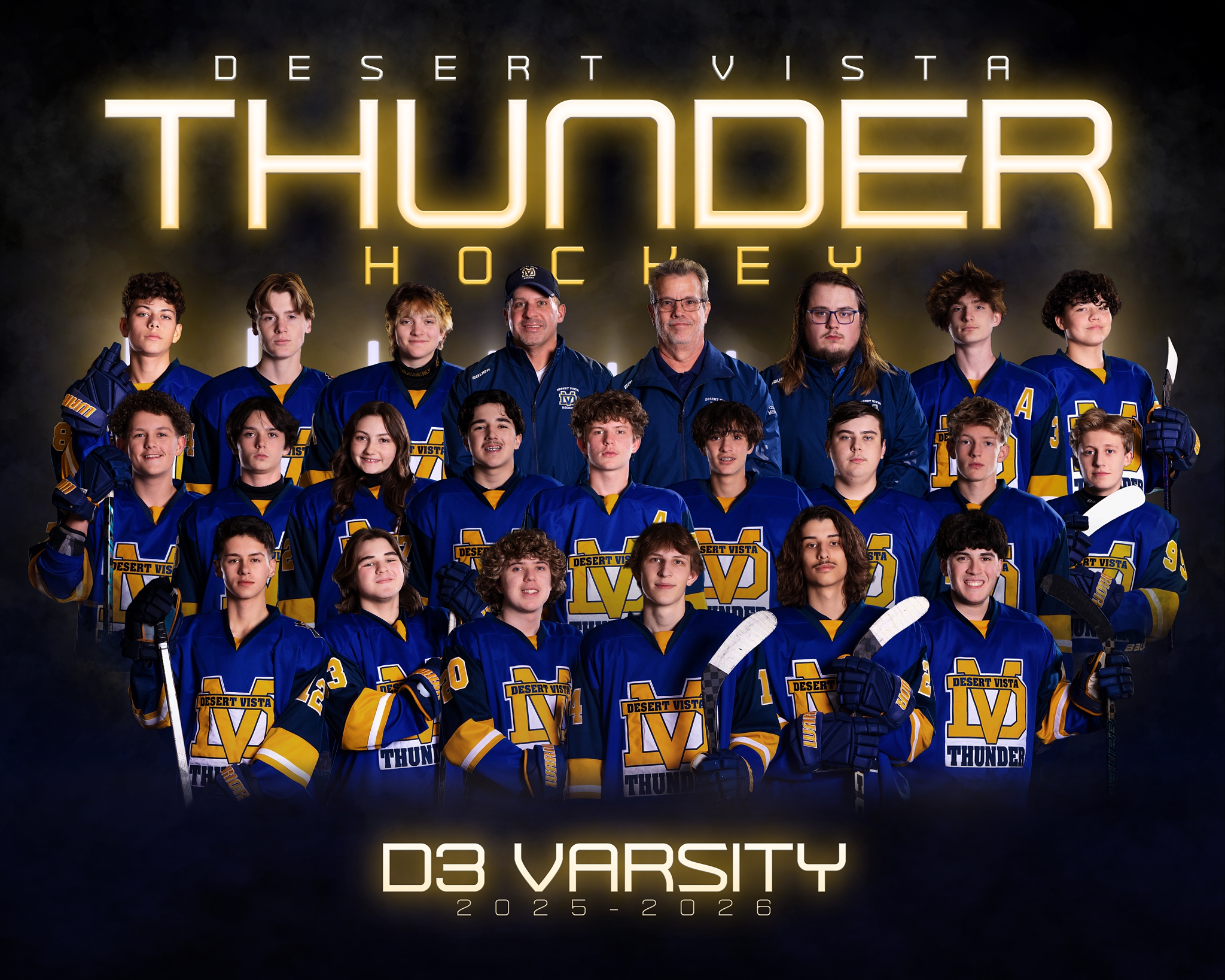 Desert Vista High school varsity hockey team photo at Ice Den in Scottsdale
