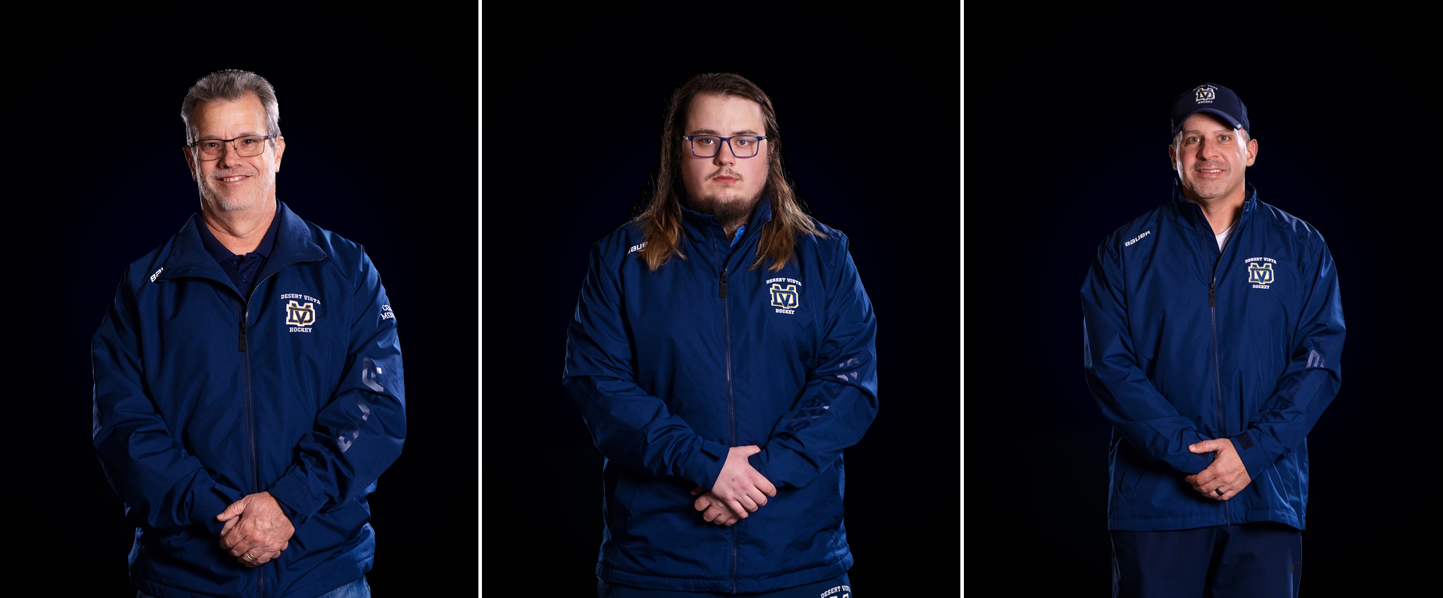 High school hockey coaches portraits for Desert Vista hockey team 2025
