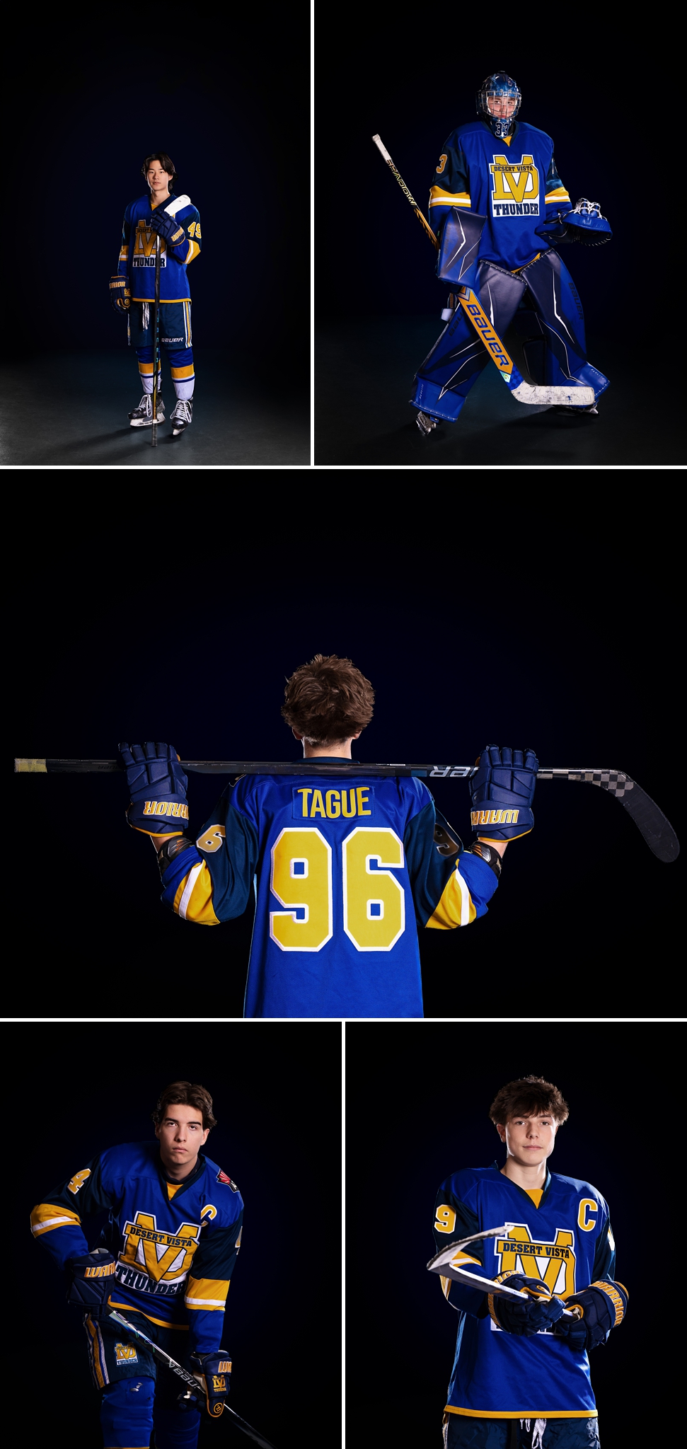 High school hockey player portrait for Desert Vista during Phoenix media day