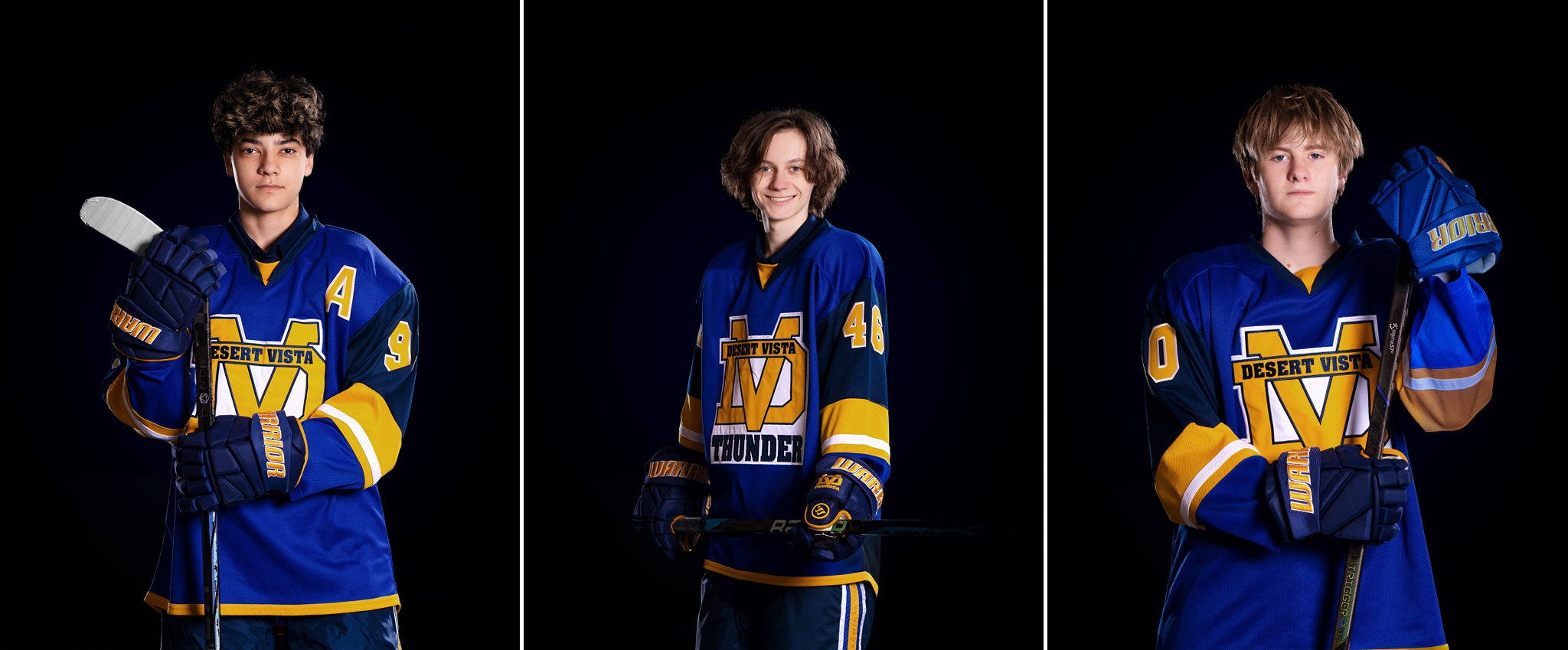 High school hockey player portrait for Desert Vista during Phoenix media day