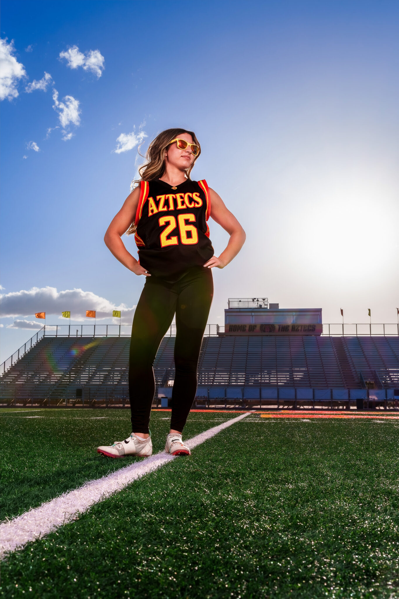 senior photos at the corona del sol high school track