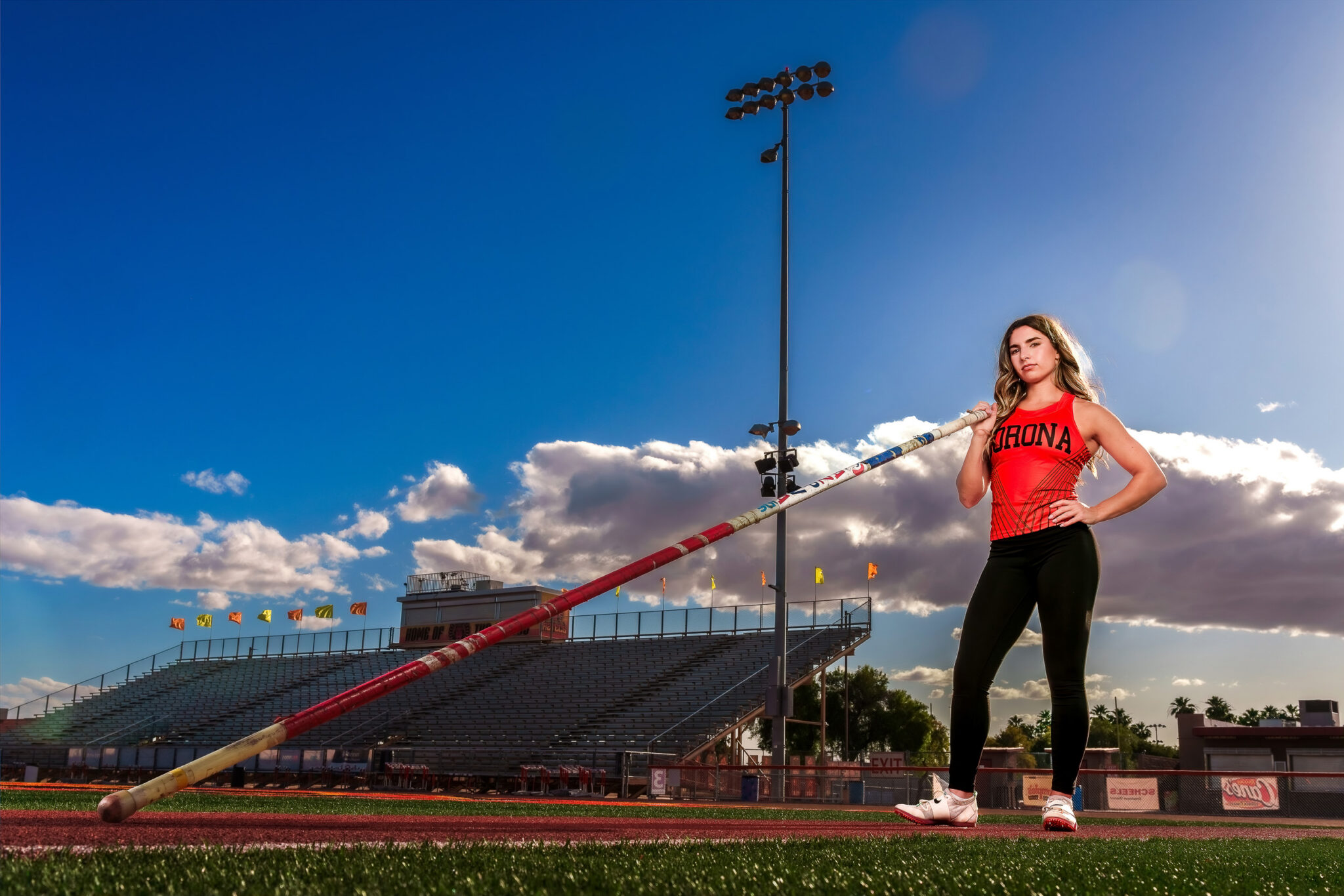 Pole Vault Sports Portrait Senior Photos at Corona Del Sol High School in Tempe Arizona