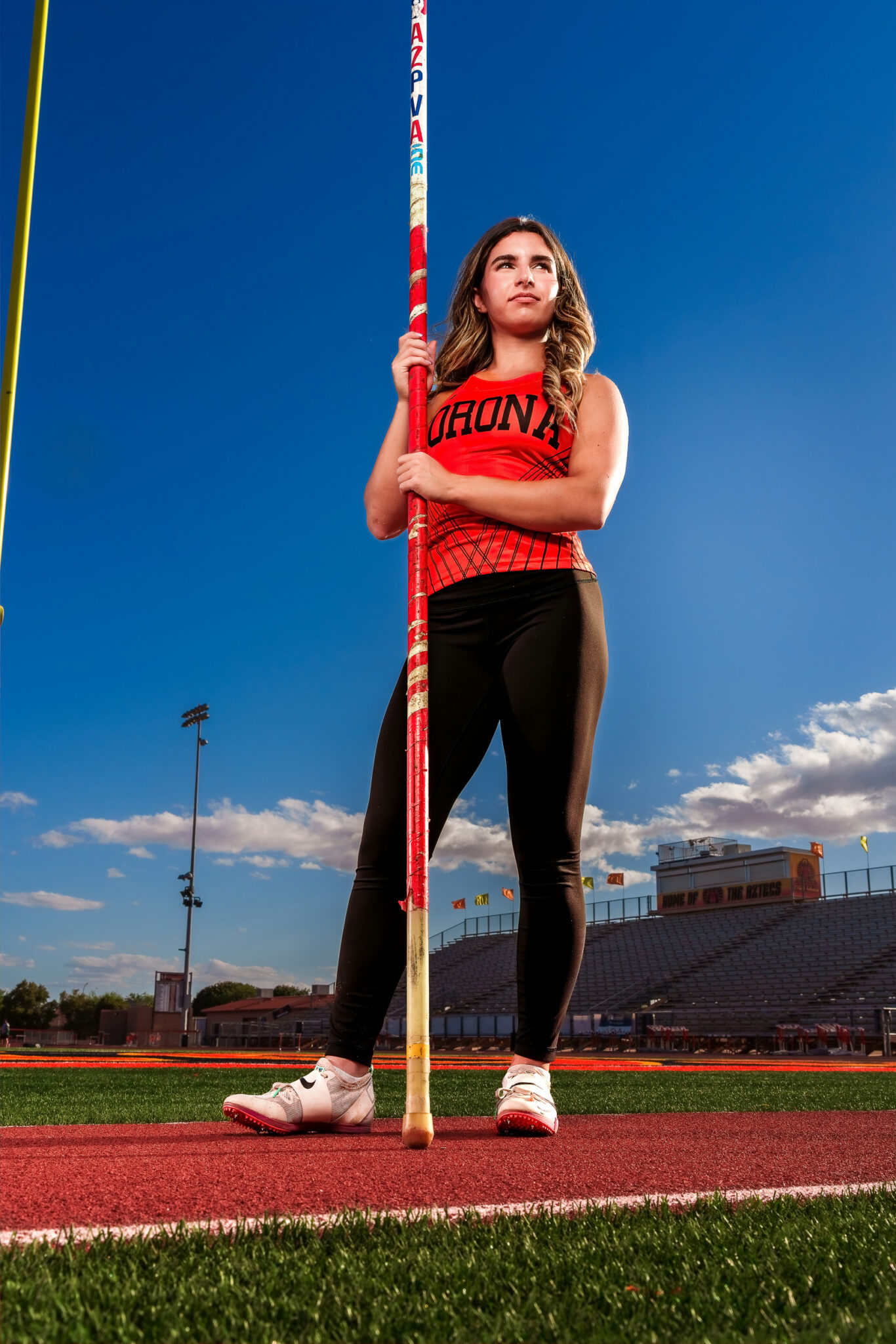 senior pole vaulter dramatic photo