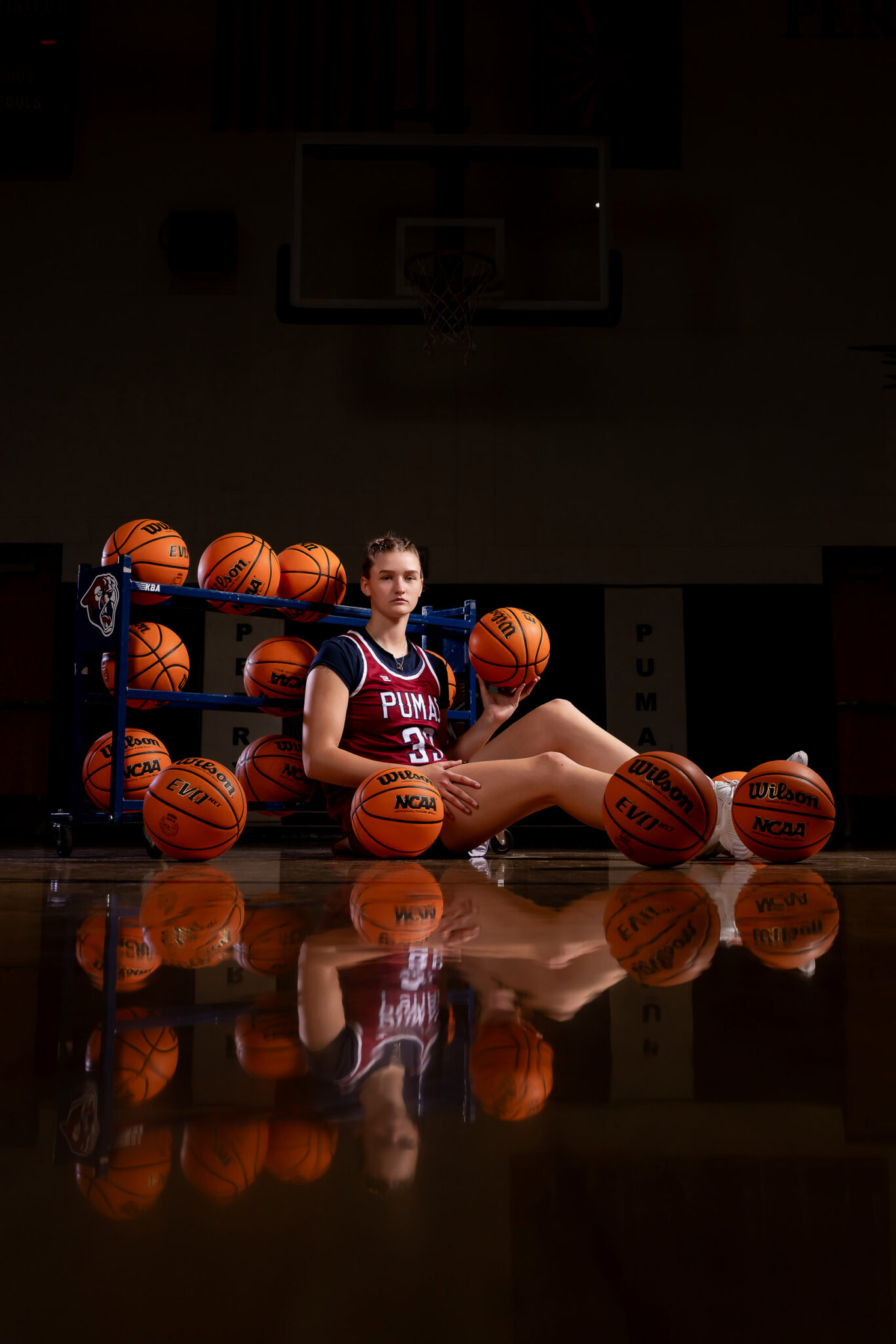 Gilbert AZ sports portrait of a Perry High School basketball senior looking toward the camera