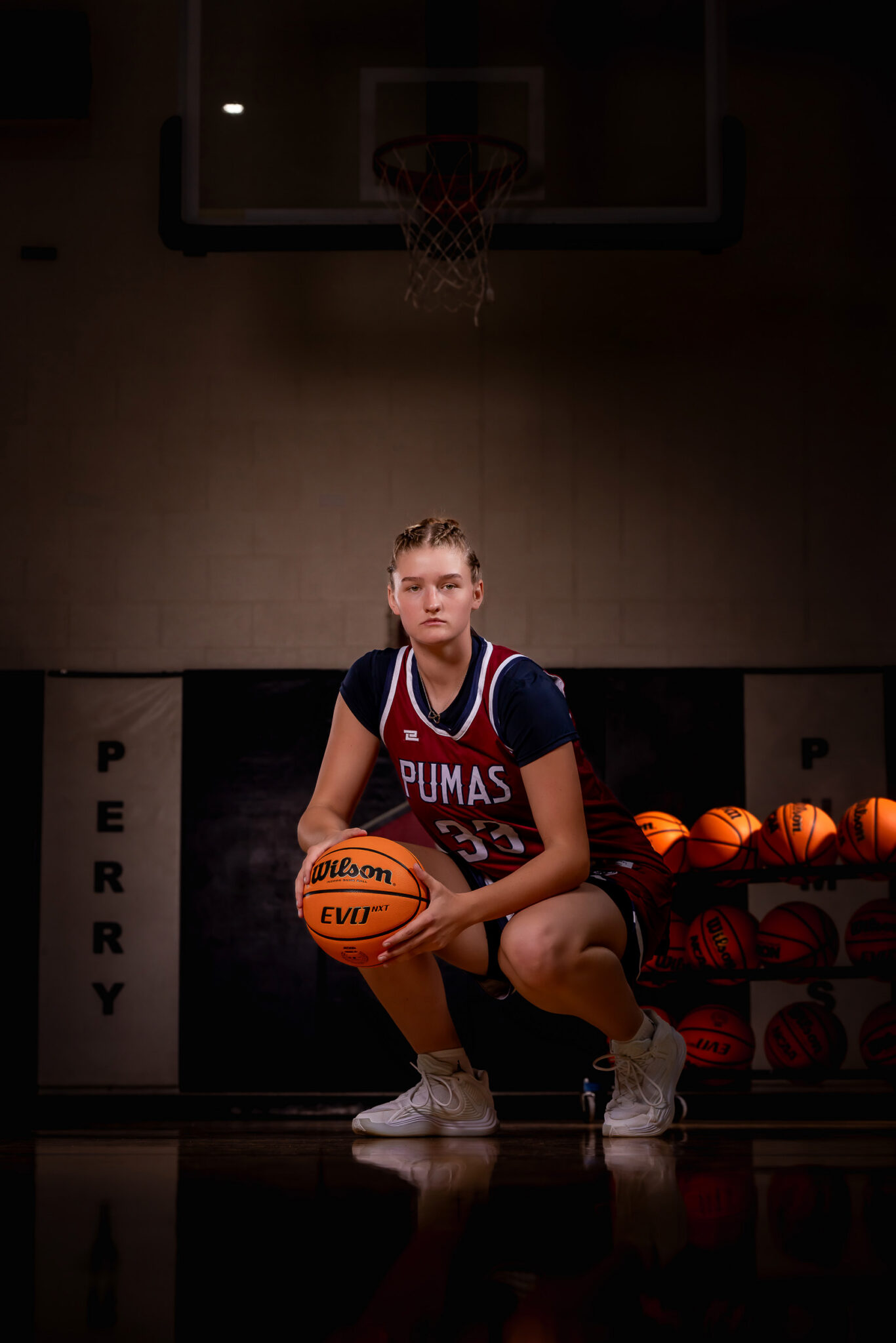 Senior basketball portrait featuring a Perry High School athlete in Gilbert, AZ