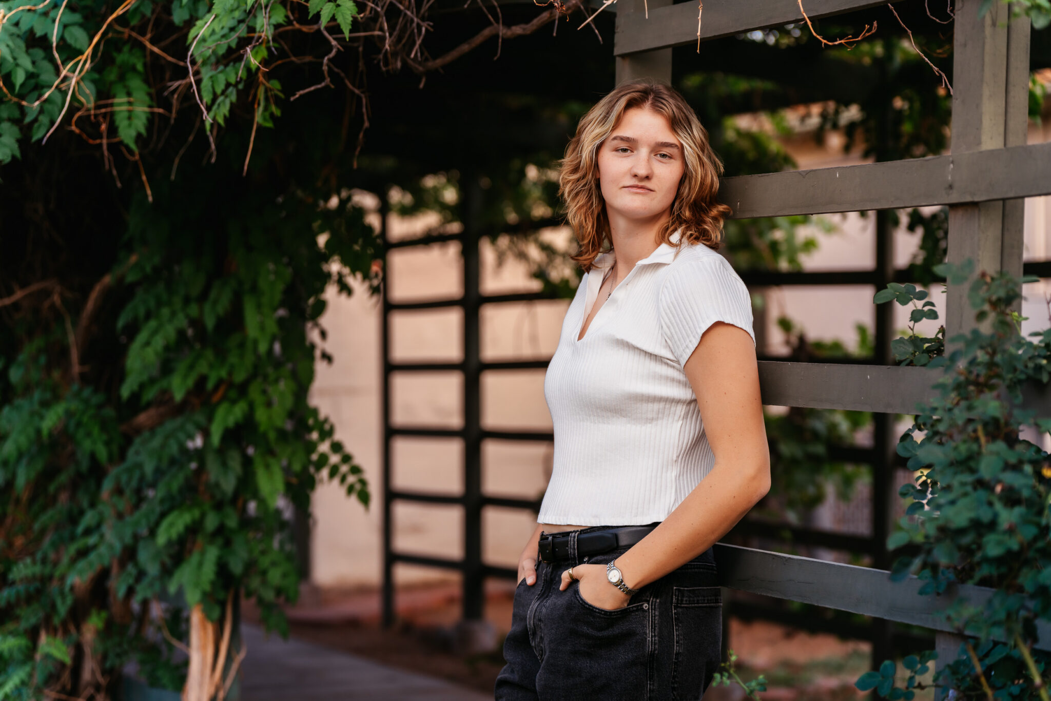 senior portrait with historic charm at Manistee Ranch