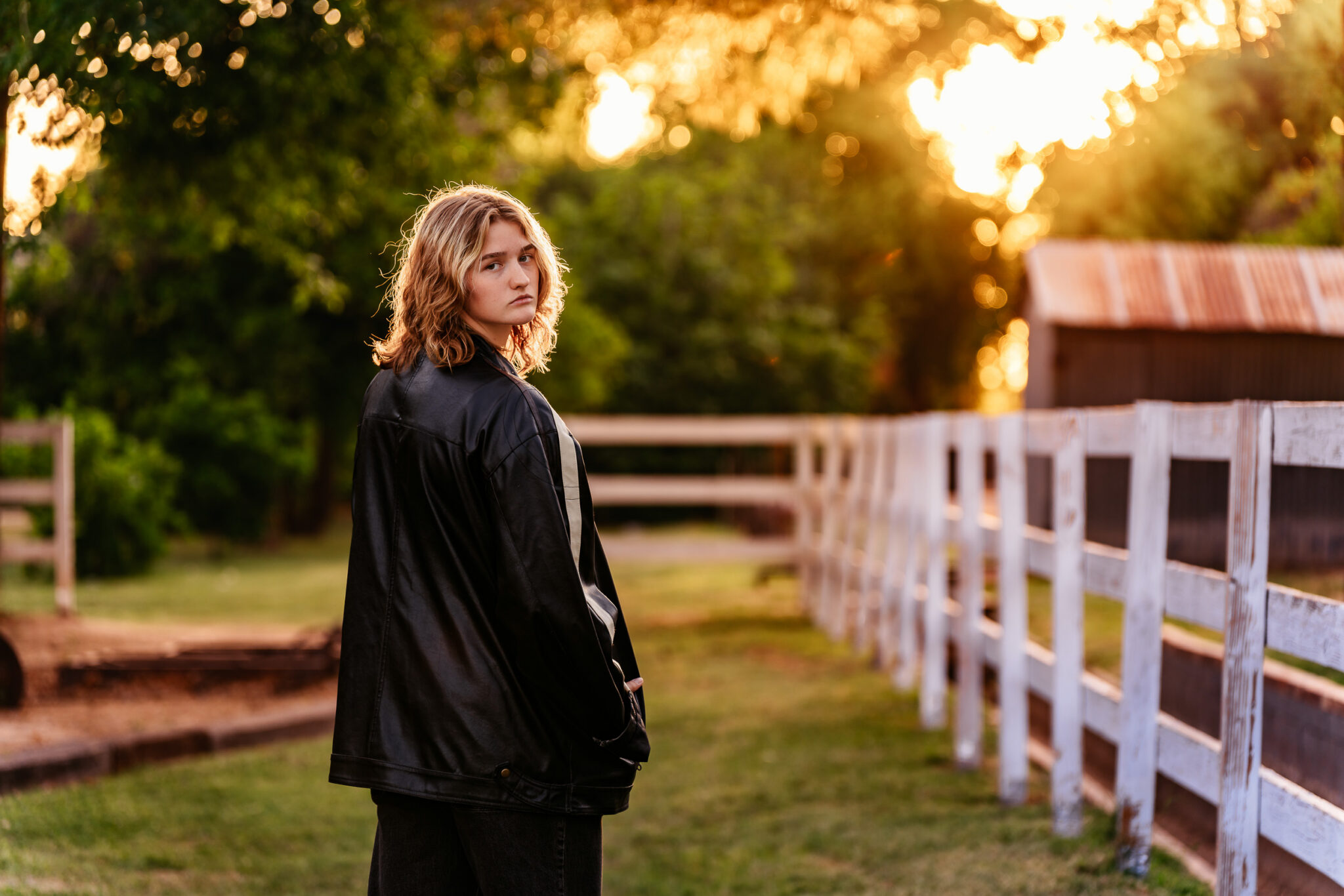 Manistee Ranch senior portrait with warm evening light