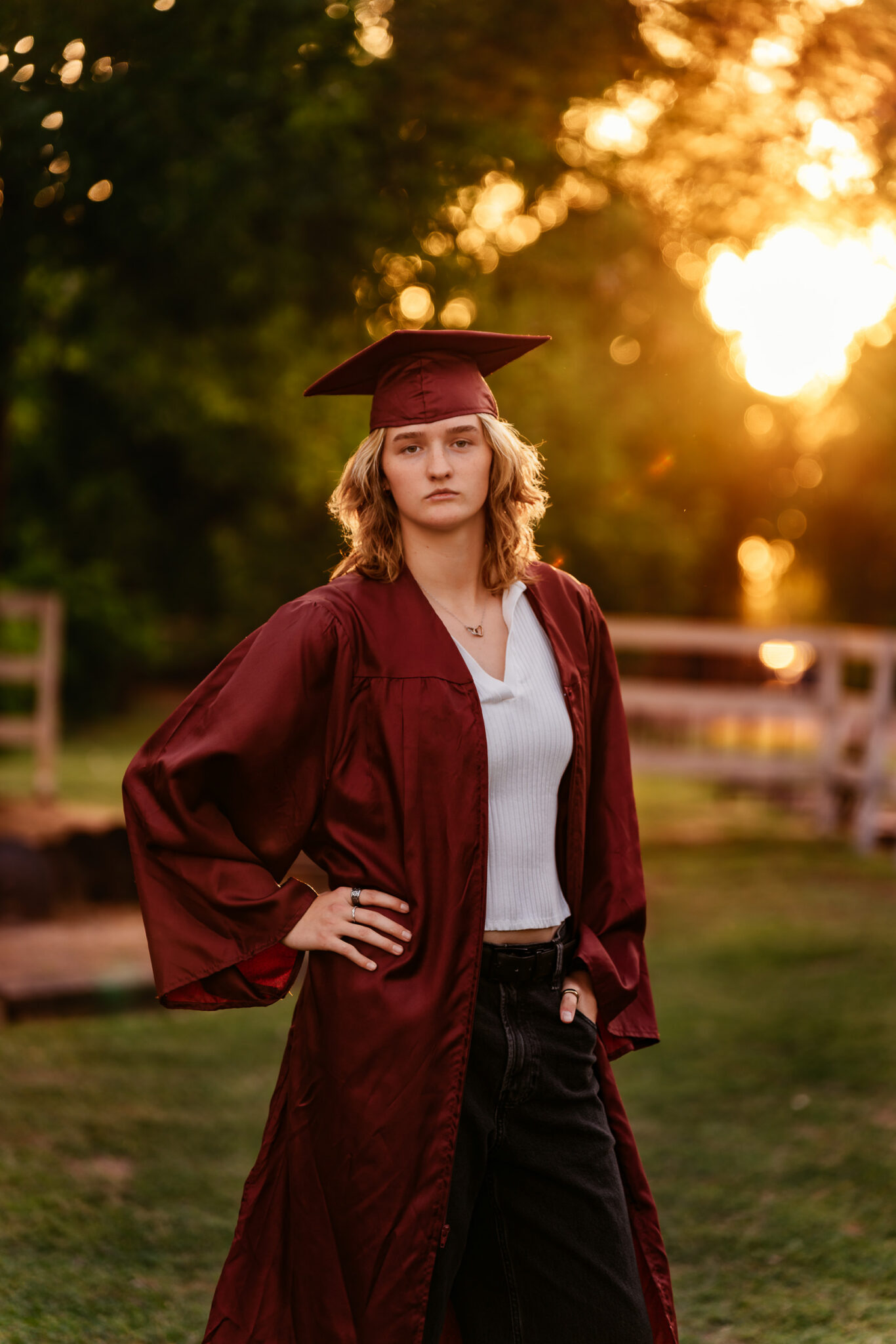 Perry High School graduate posing at Manistee Ranch