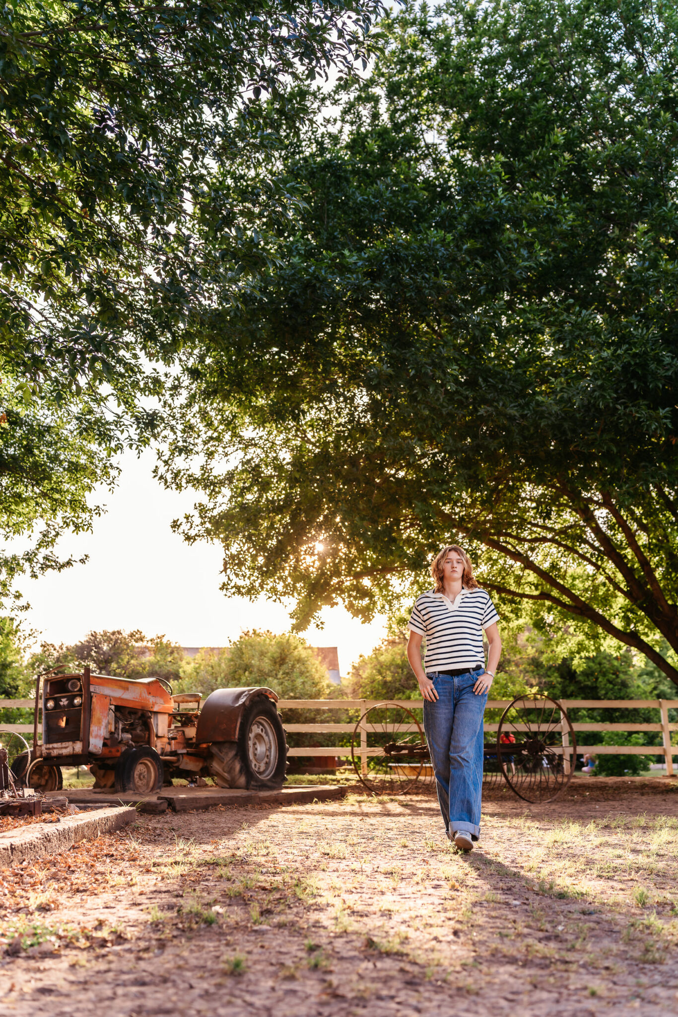 High school senior walking through Manistee Ranch gardens